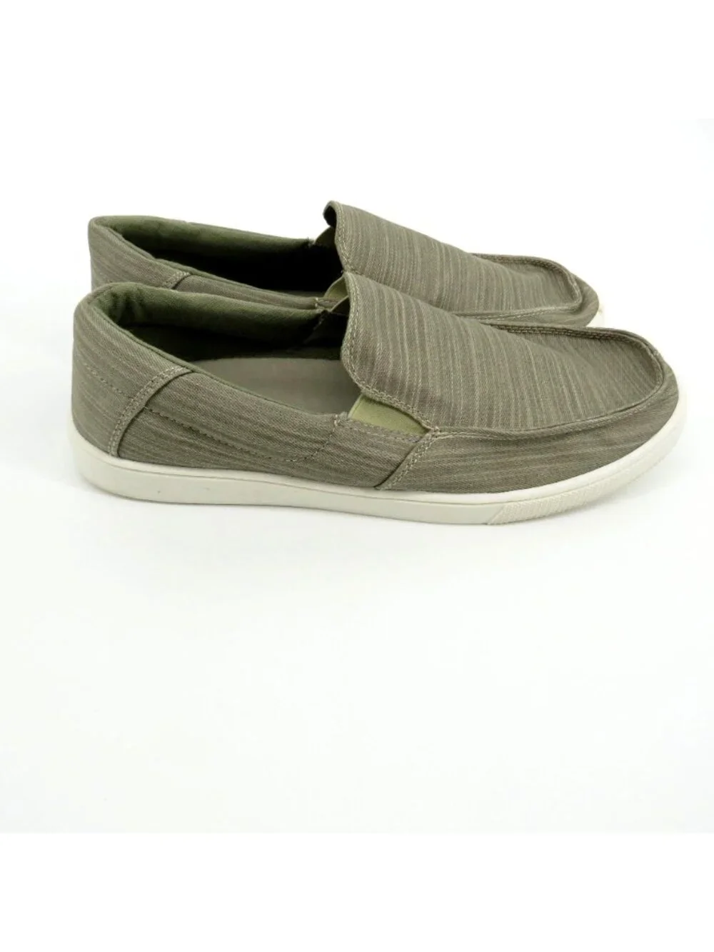 Aleader Mens  Slip-On Loafers Olive Green Canvas Shoes Size 10